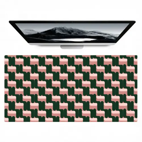Vlechtpatroon - Groen - Roze - Geometrisch Muismat XXL klein 681 -zzz3d