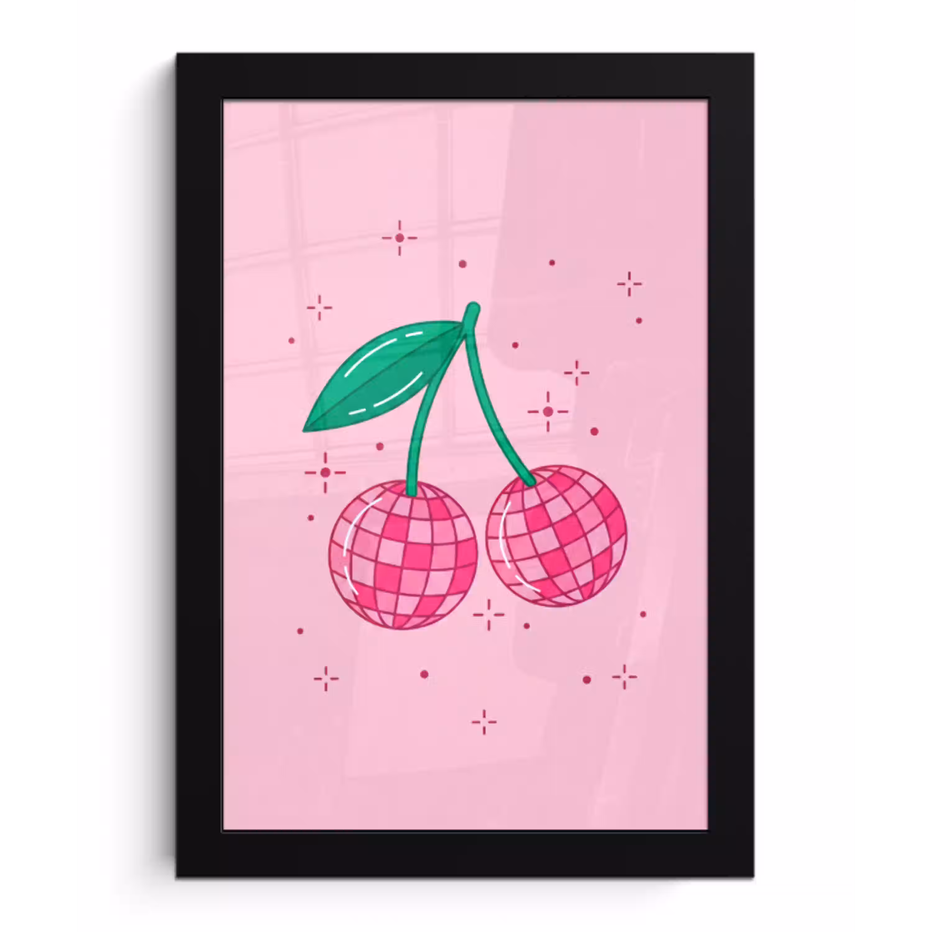 Decoratie - Disco-bal - Feest - Roze fotolijst zwart zonder passe partout klein -3d