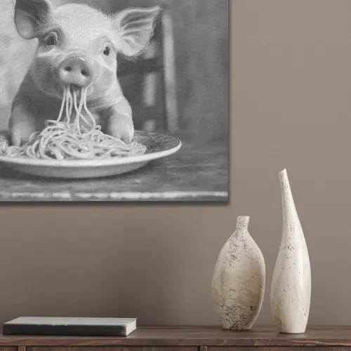 Varken - Schattig - Spaghetti - Zwart wit - Dier PET vilt klein -sfeer6_closeup