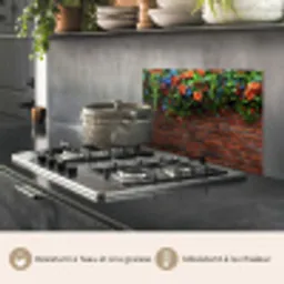 Bloemen - Muur - Groen - Oranje keuken achterwand spatscherm klein -usp_FR