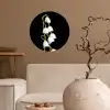 Lelietjes van dalen - Bloemen - Zwart - Flora Wandcirkel behangsticker klein -sfeer1