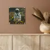 Astronaut - Bloemen - Veld - Geel plexiglas 5mm klein -sfeer5