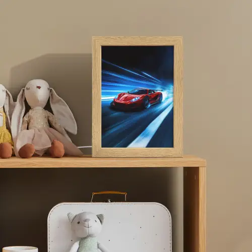 Rode raceauto - Blauw - Futuristisch Light Box met kabel klein -sfeer2_kind