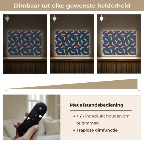 Banaan - Tropisch - Blauw - Patroon Light Box met batterij (Wandlamp) middel 907 -USP_dimbaarNL