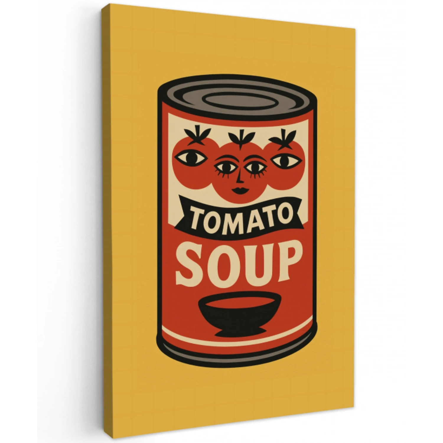 Tomatensoep - Gezichtje - Illustratie - Rood Tuinposter op houten frame 2 cm dik klein -3d