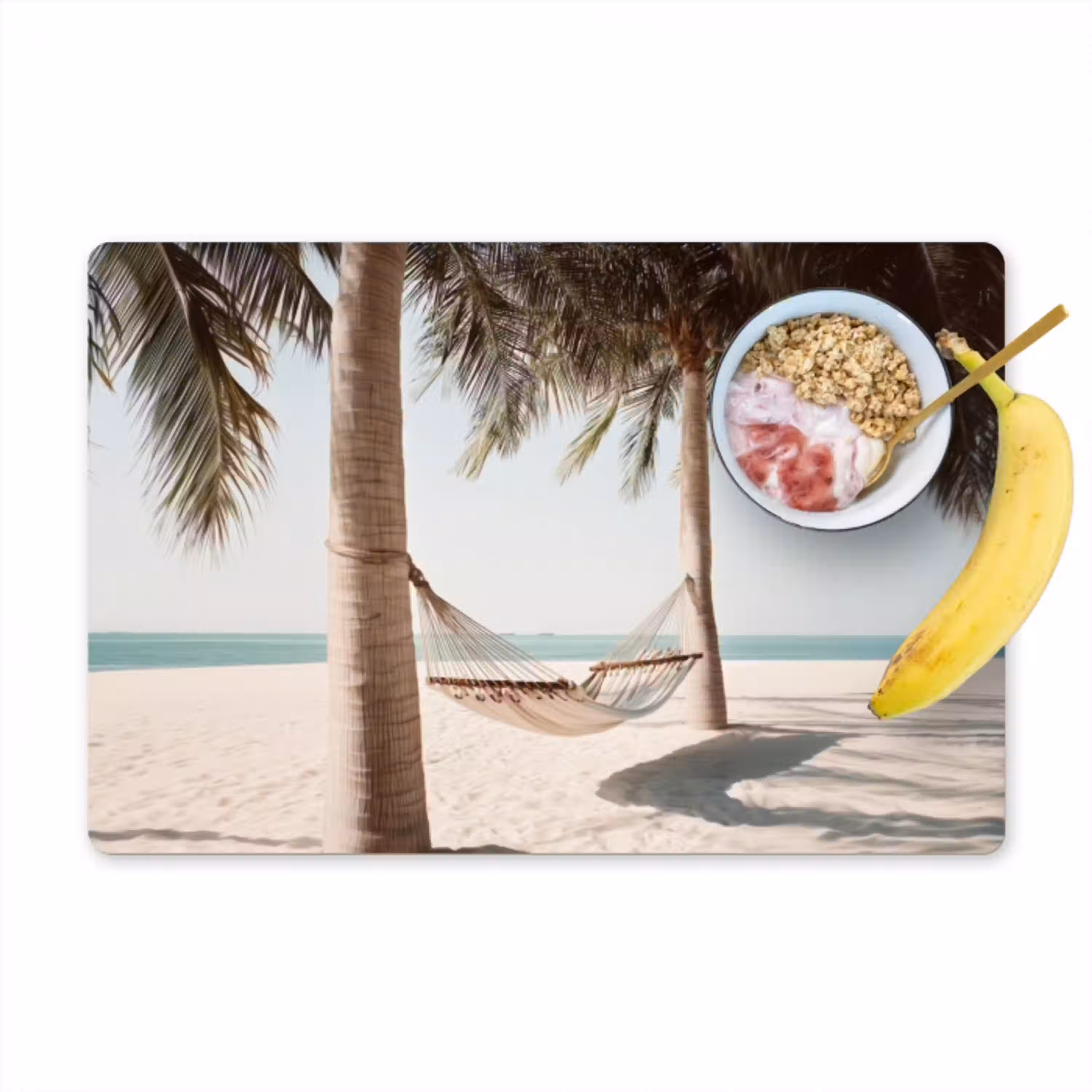 Hangmat - Palmbomen - Strand - Zee Placemat vinyl groot -zzzproduct_Kitchenyeah-website
