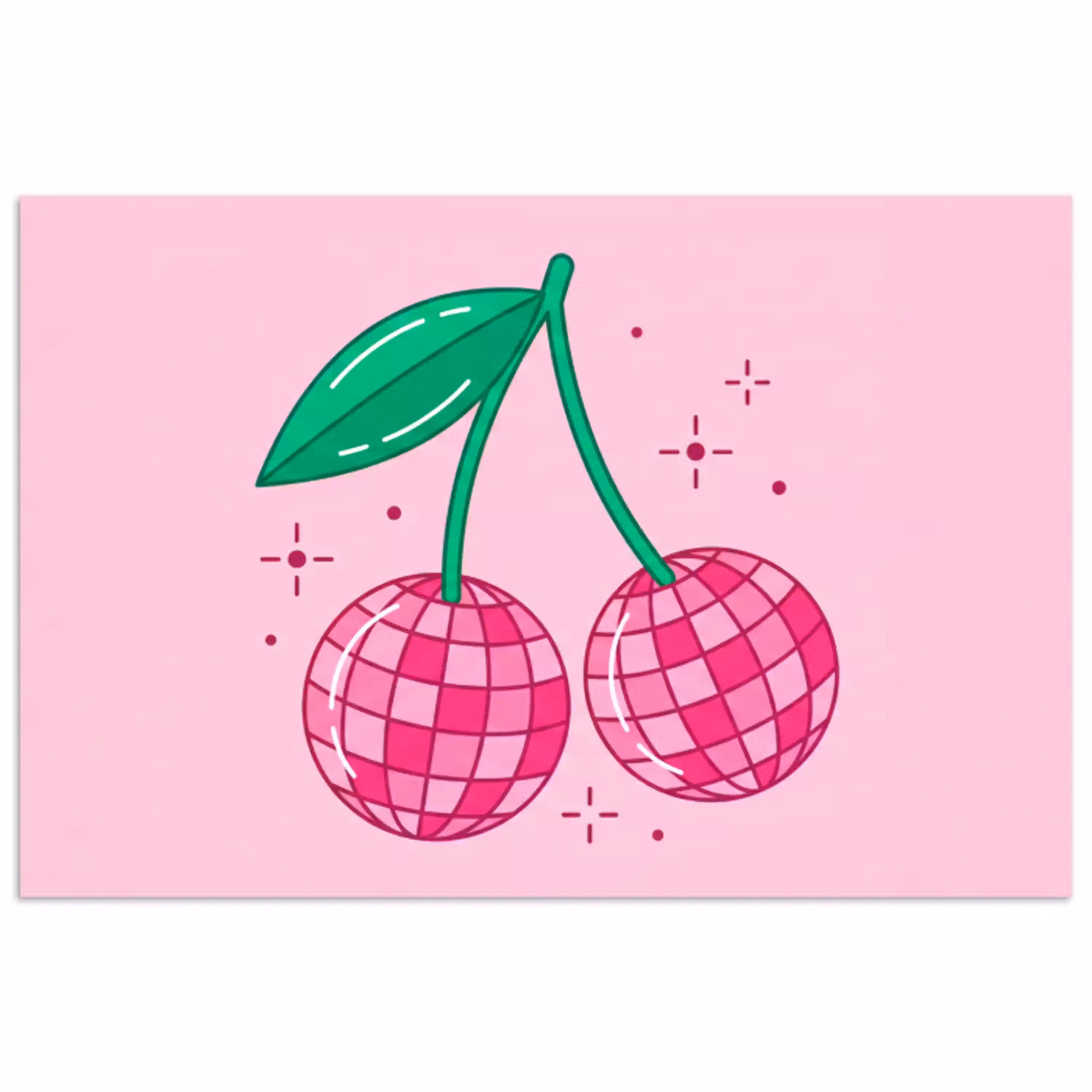 Decoratie - Disco-bal - Feest - Roze poster papier klein -3d
