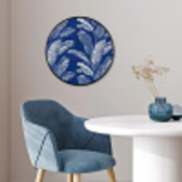 Blad - Palm - Blauw Fotolijst rond zonder passe partout klein 856 -sfeer2