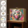 Vrouw - Kauwgom - Graffiti - Neonkleuren Light Box met batterij (Wandlamp) middel -USP_websiteoverzichtNL