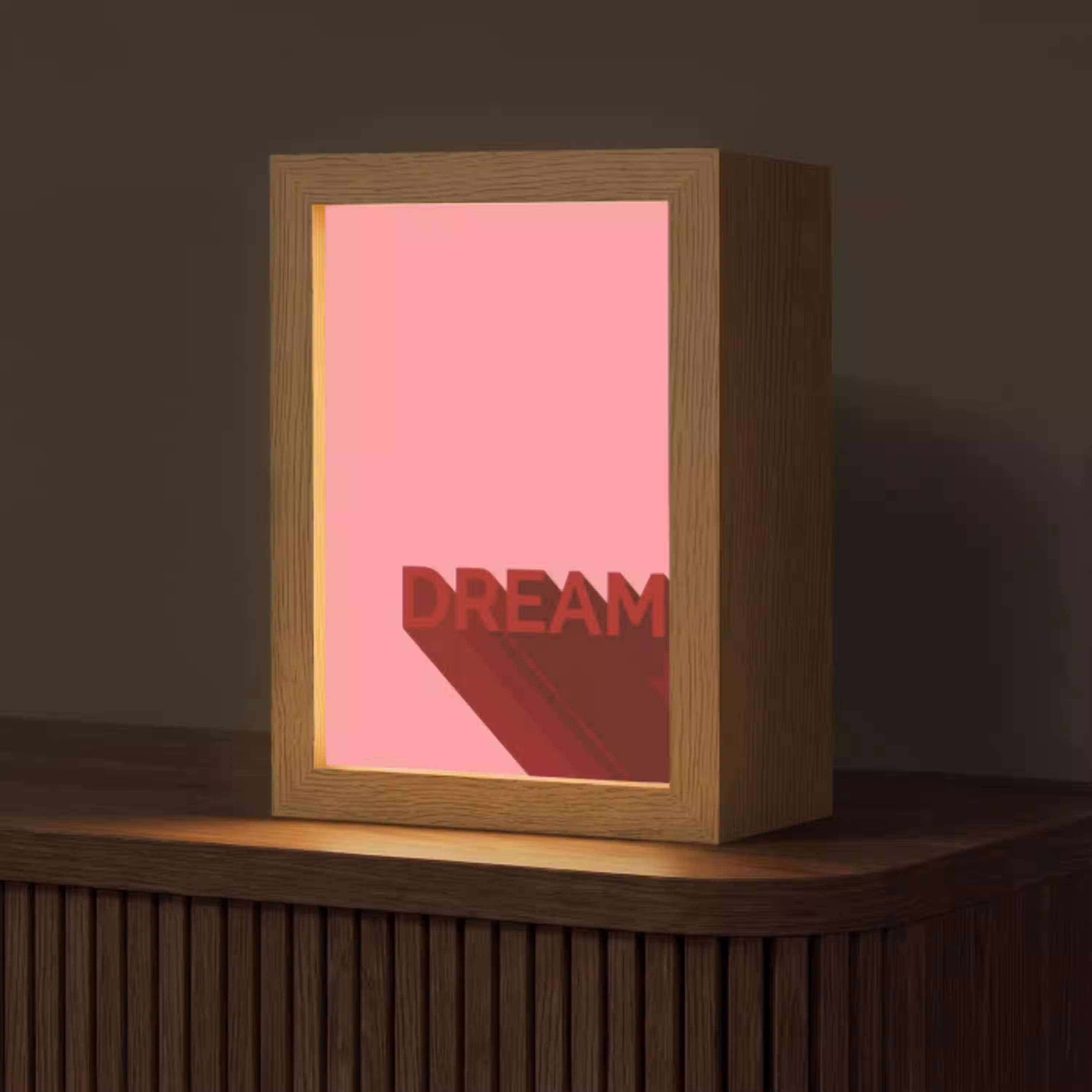Dream - 3D - Rood - Roze Light Box met kabel (Tafellamp) klein -z3d_website