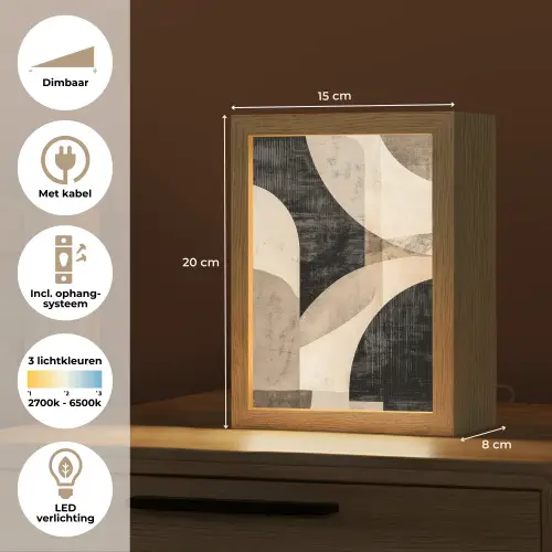 Abstract - Vormen - Modern - Beige Light Box met kabel (Tafellamp) klein -USP_NL