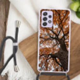 Boom - Bladerdak - Herfst - Oranje - Sfeervol Hoesje Samsung Galaxy A52 5G met koord klein -sfeer4