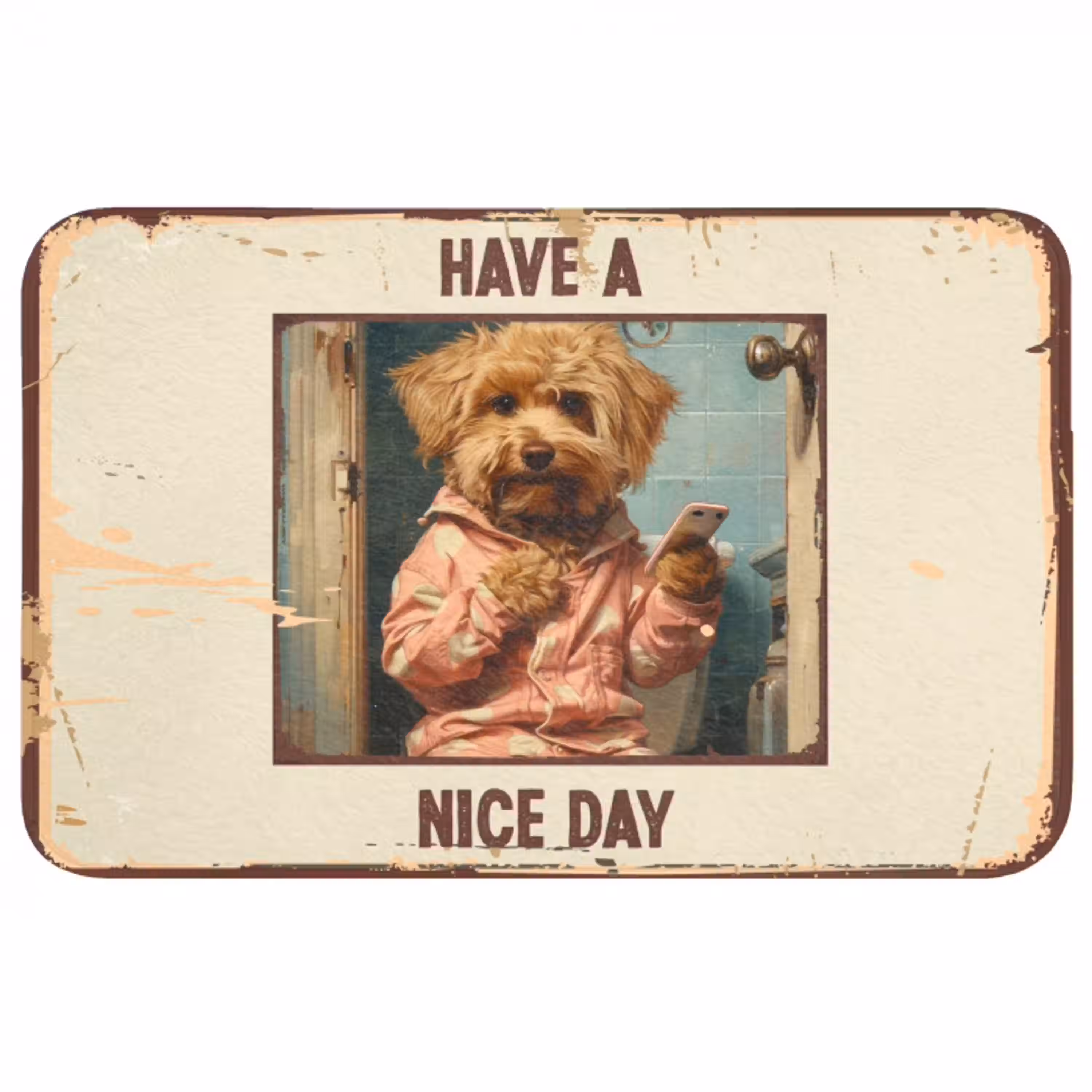 Quotes - Hond - Have a nice day - Vintage - Spreuk Badmat middel -3d