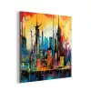 Neon Skyline - Graffiti - Kleurrijk - Gebouwen aluminium wit klein -3d