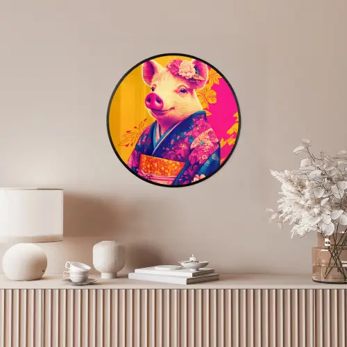Varken - Bloemkroon - Kimono - Abstract Fotolijst rond zonder passe partout klein -sfeer3