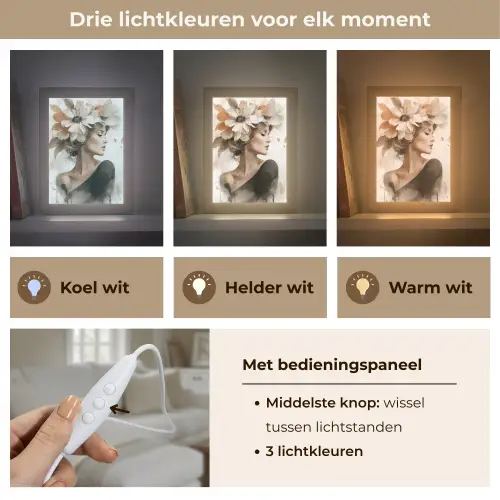 Bloesem - Portret - Gezicht Light Box met kabel (Tafellamp) klein -USP_lichtkleurNL