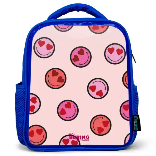 Hartje - Smiley - Patroon Kinderrugzak - Blauw middel -3d
