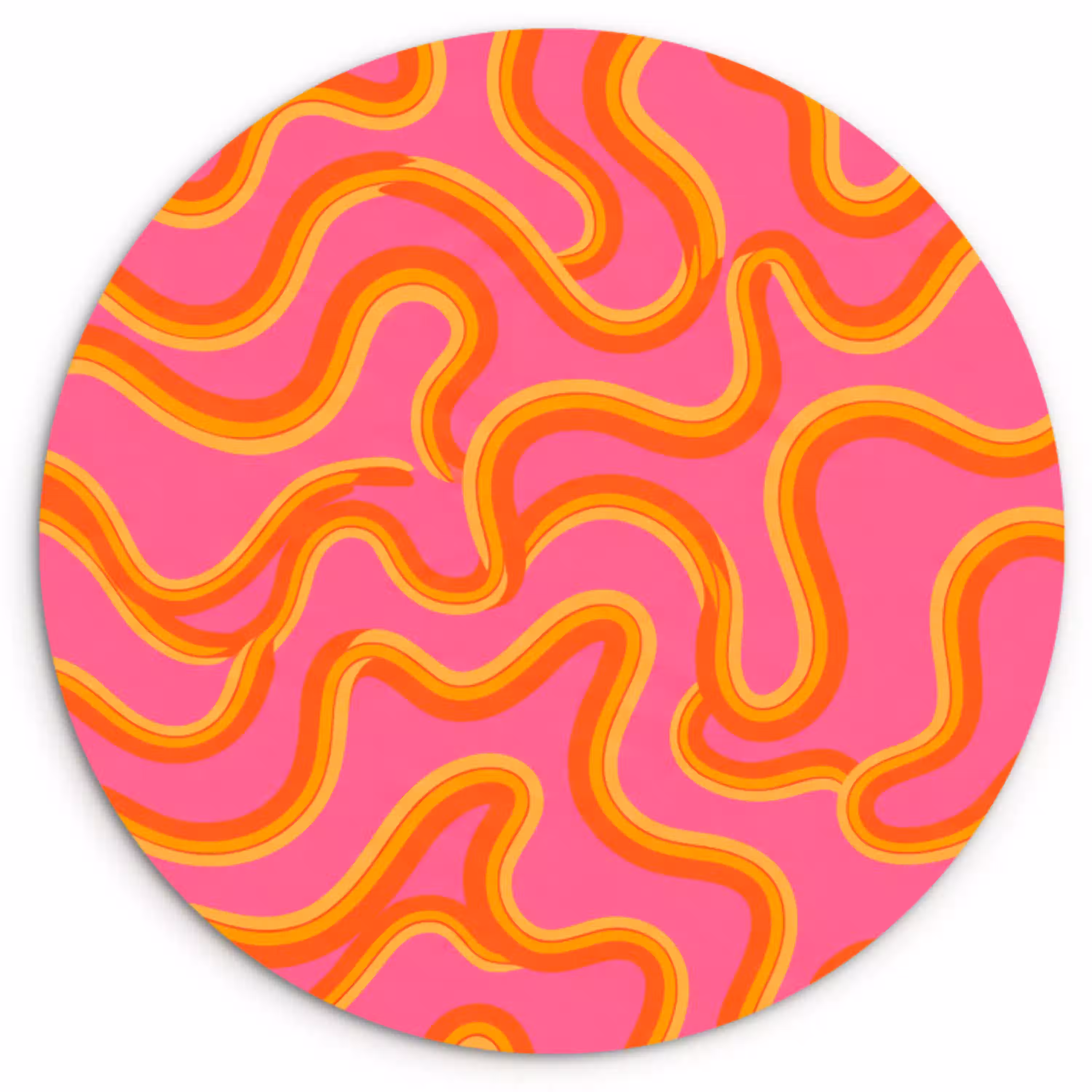 Abstract - Golvende lijnen - Modern - Kleurrijk Wandcirkel kunststof plaat 5mm dik klein -3d