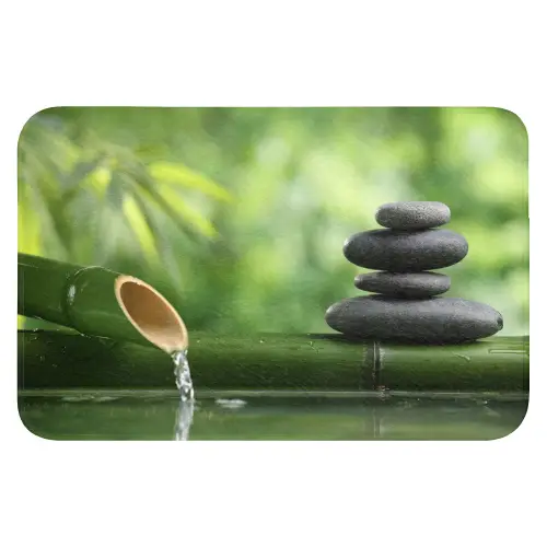 Zen - Stenen - Groen - Natuur - Bamboe WCmat klein -3d