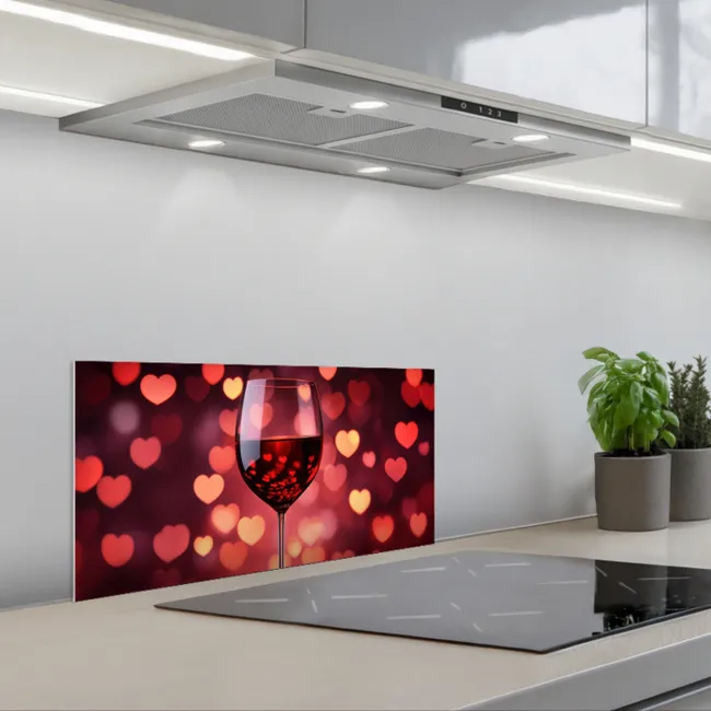 Rood - Wijn - Hartjes keuken achterwand spatscherm klein -3d_schuin