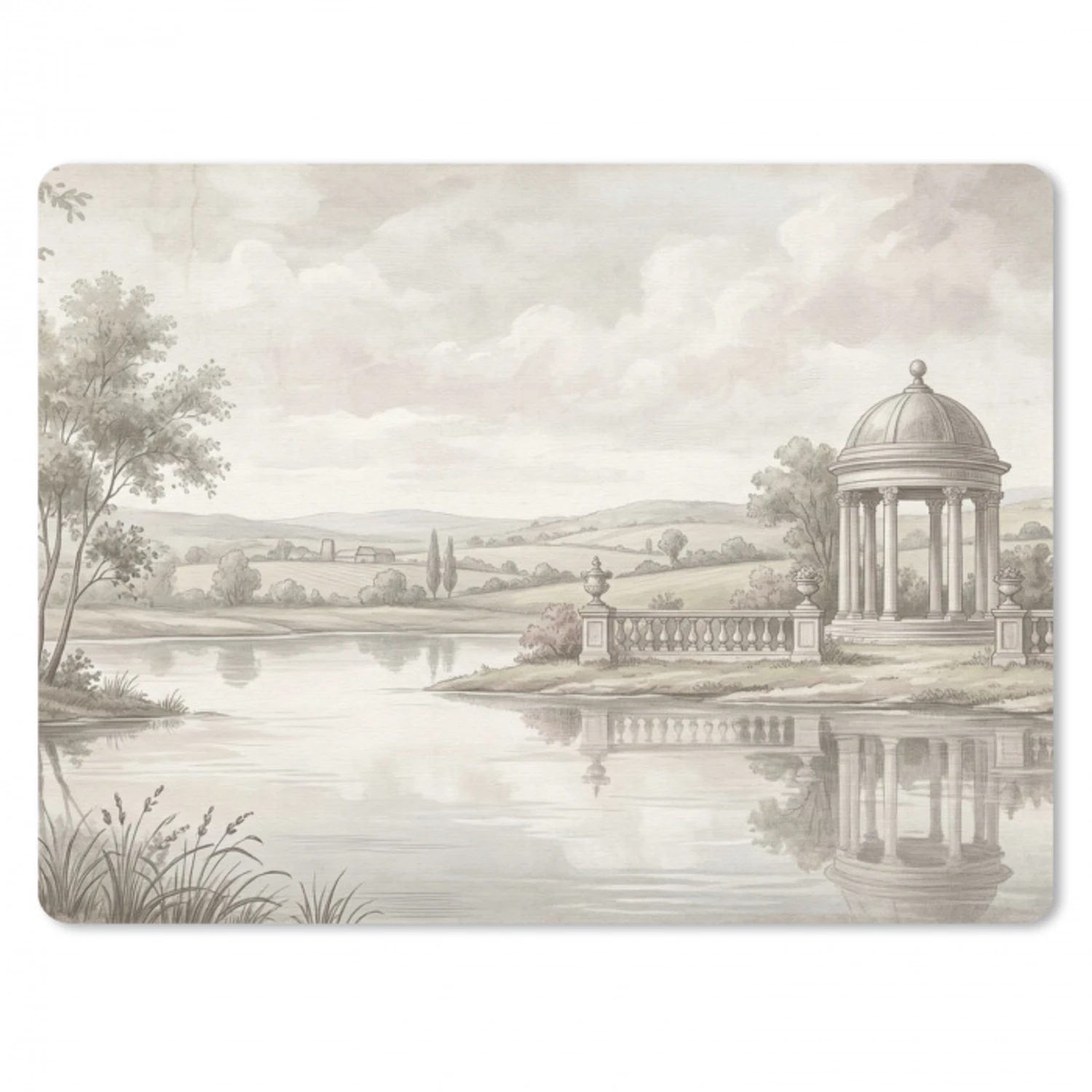 Landschap - Water - Natuur - Sepia muismat rubber klein -3d