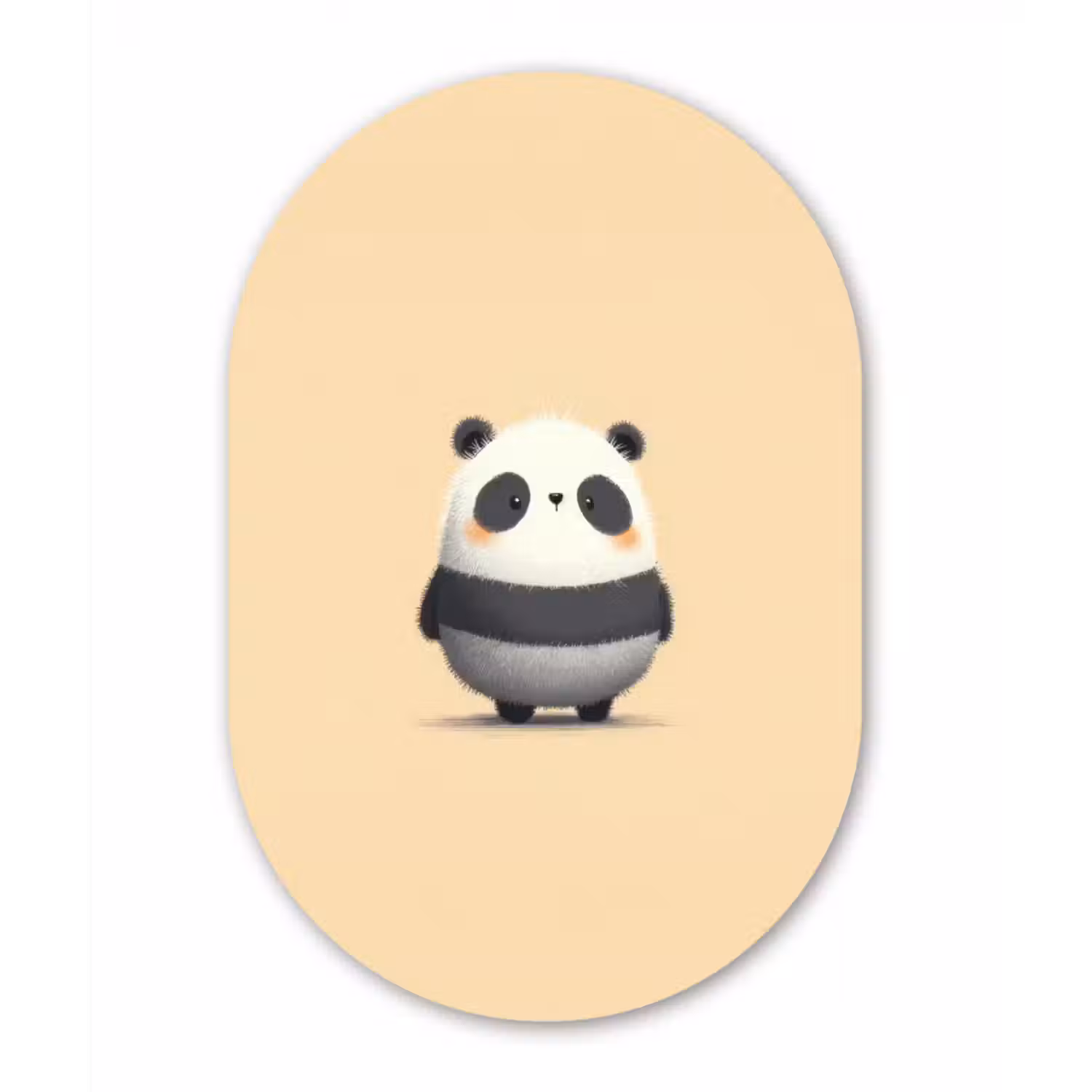 Glasbild Oval - Panda - Beige - Minimalistisch