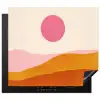 Zon - Heuvels - Abstract - Roze Inductie beschermer vinyl 3mm middel -3d