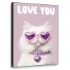 Kat - Love - Paars - Valentijn Textielframe zwart klein -3d