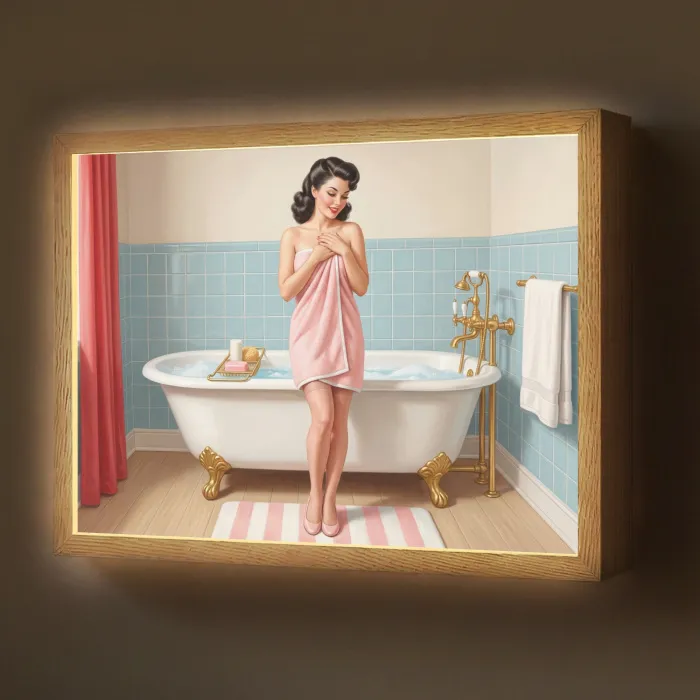 Badkamer - Vrouw - Roze Light Box met batterij (Wandlamp) middel -z3d_website
