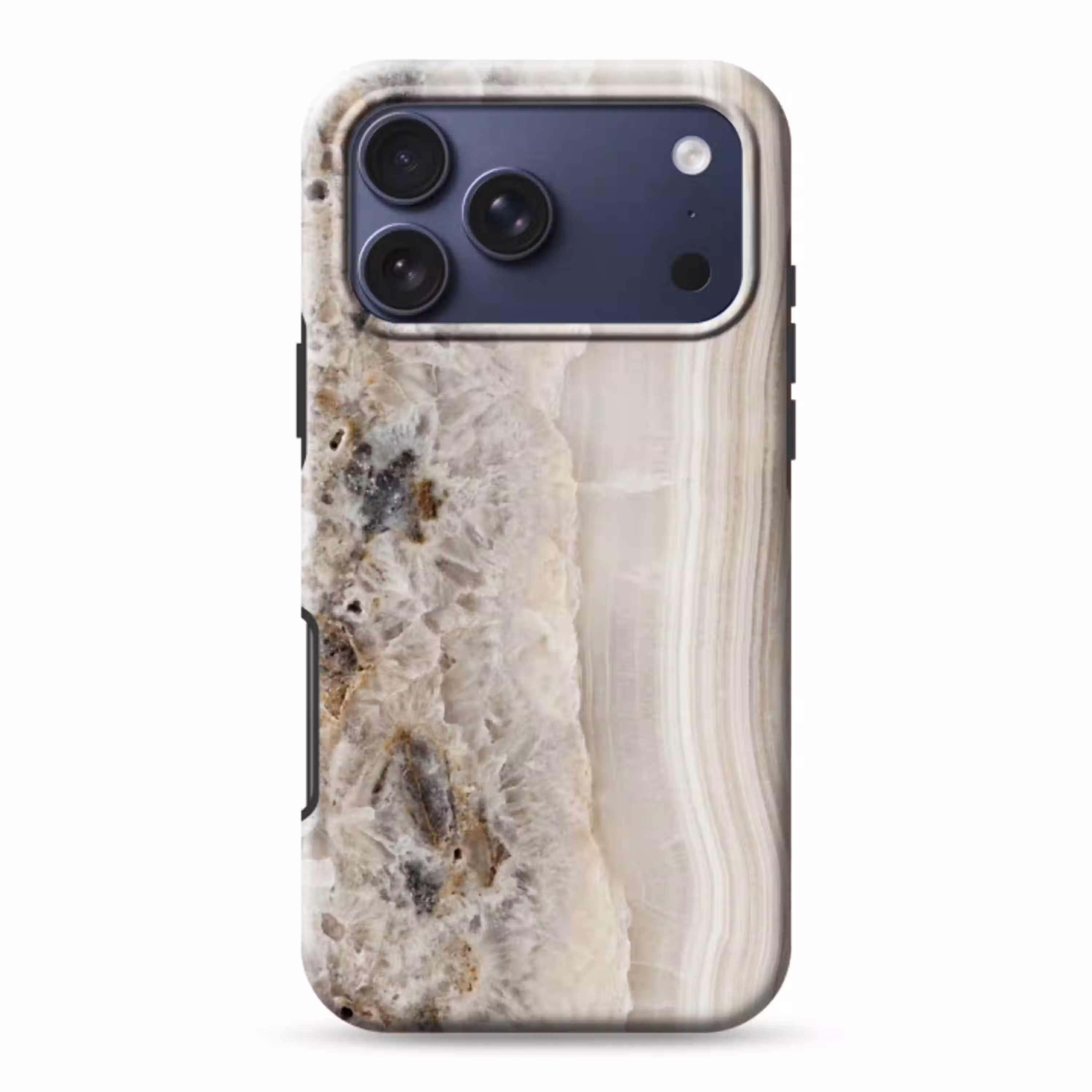 Steen - Textuur - Abstract - Beige - Wit Toughcase MagSafe Apple iPhone 17 Pro Max klein -3d