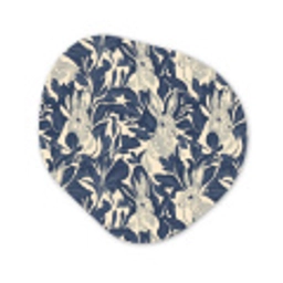 Hazen - Bladeren - Patroon - Blauw - Beige Wandcirkel Organisch Forex 3mm klein 629 -3d
