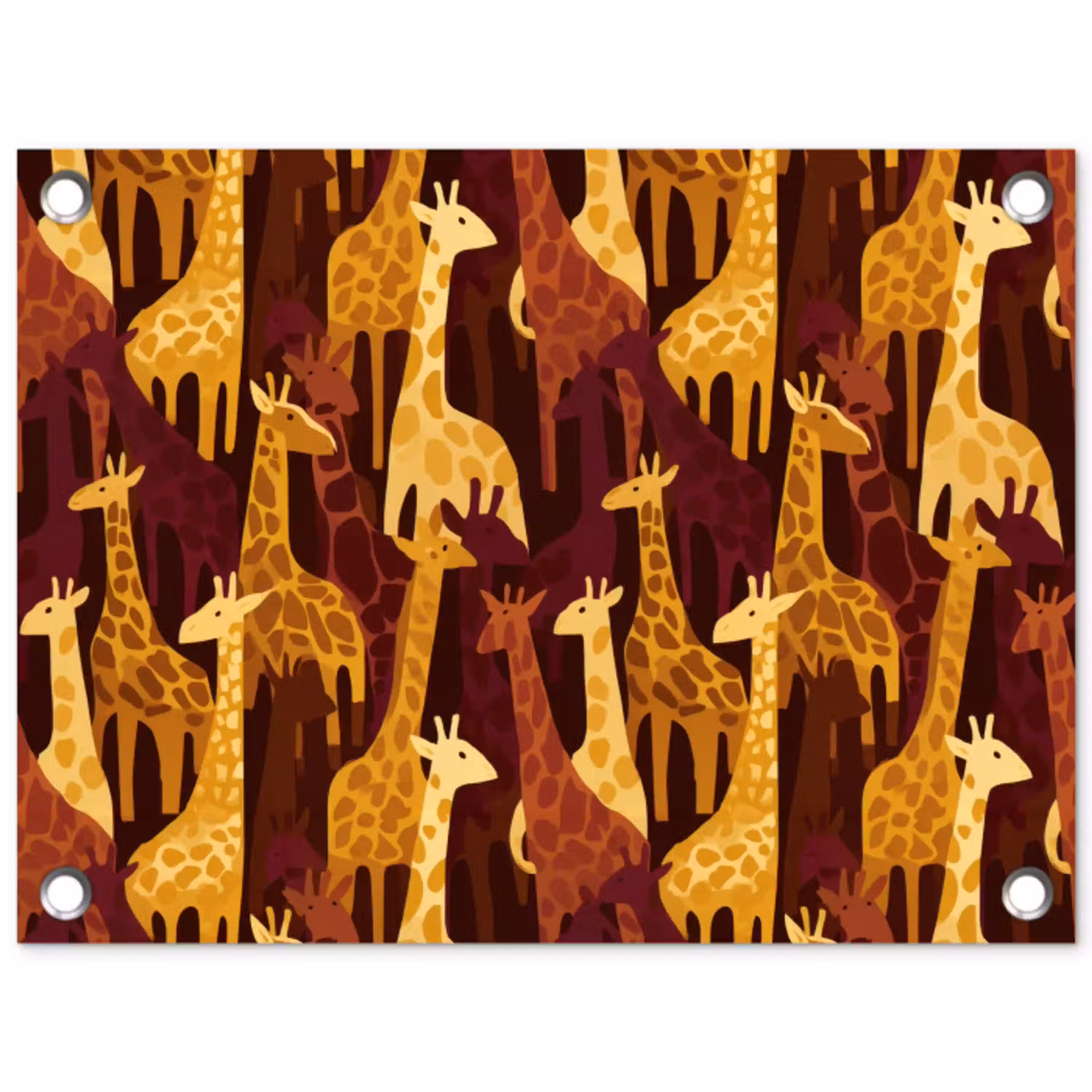 Bruin - Giraffen - Safari - Patroon tuinposter los doek klein 239 -3d