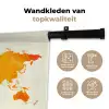 Wereldkaart - Oranje - Kleurrijk Wandkleed katoen klein -sfeer2