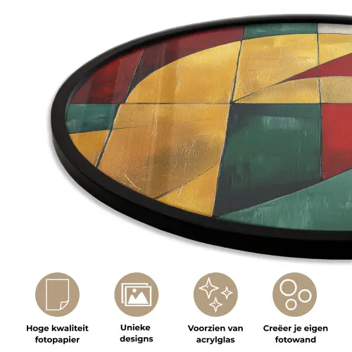 Abstract - Kerst - Goud - Rood - Groen Fotolijst rond zonder passe partout klein -closeup_NL
