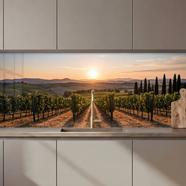 Küchenrückwand - Weinberg - Sonnenuntergang - Landschaft
