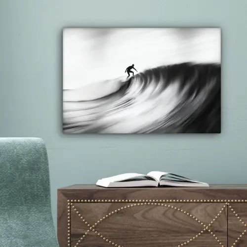Surfer - Golf - Vervaagd - Zwart canvas 2cm klein -sfeer4