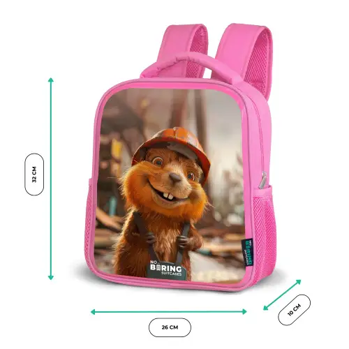 Bertus Bouwbever Kinderrugzak - Roze middel -productfoto_formaten