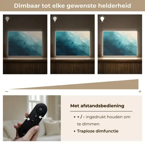 Zee - Silhouet - Abstract - Blauw Light Box met batterij (Wandlamp) middel -USP_dimbaarNL