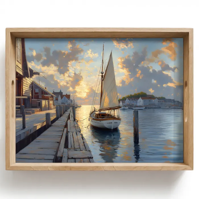 Zeilboot - Zon - Pier - Hout Dienblad Rechthoek middel -z3d_shopping