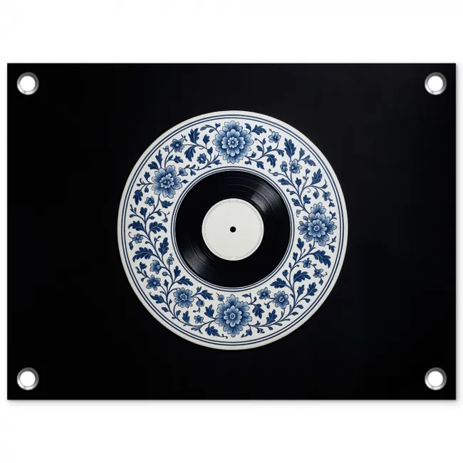 Vinyl - LP - Delfts Blauw - Muziek tuinposter los doek klein -3d