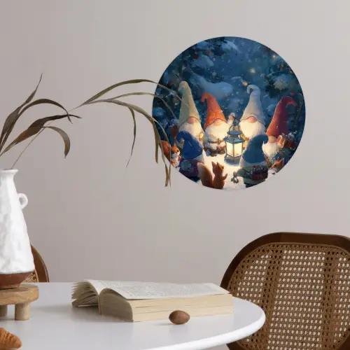 Winter - Gnooms - Eekhoorns - Meerkleurig Wandcirkel behangsticker klein -sfeer3
