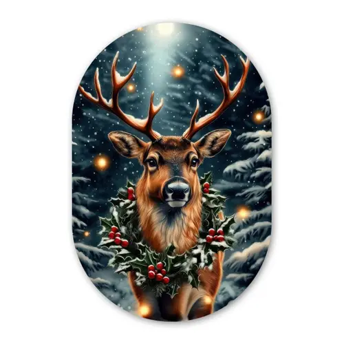 Kerst - Magie - Bos - Kleurrijk Wandcirkel Ovaal Forex klein -3d