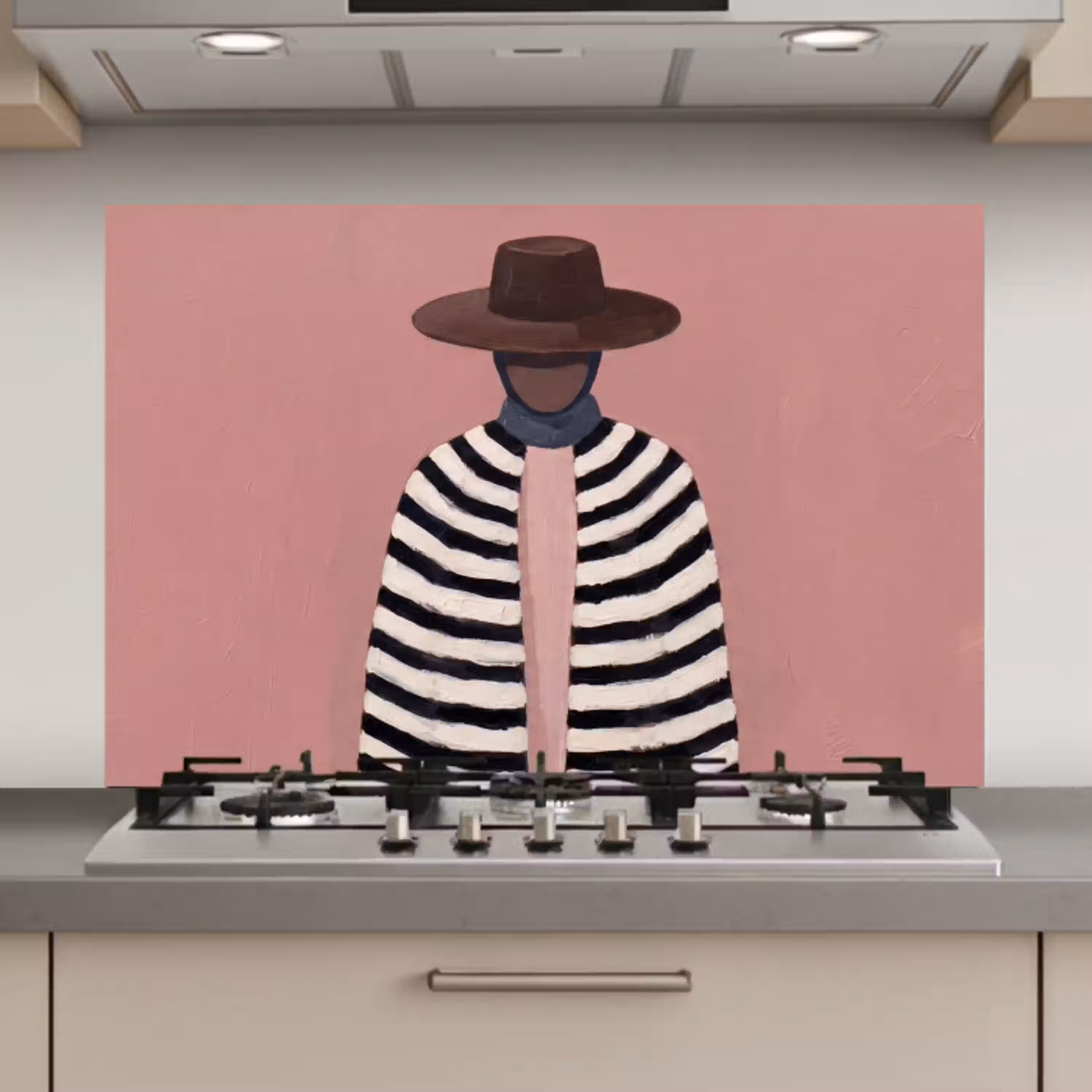 Grafisch - Vrouw - Roze keuken achterwand spatscherm klein -3d_website