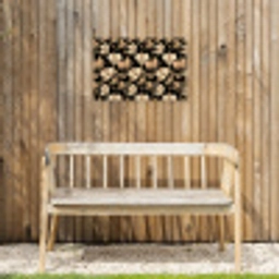 Orchideeën - Lijntekening - Patroon - Beige - Zwart Tuinposter op houten frame 2 cm dik klein 845 -sfeer4
