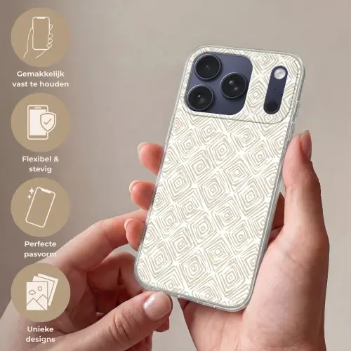 Abstract - Ruit - Beige Telefoonhoesje iPhone 17 Pro klein 878 -sfeer3_NL