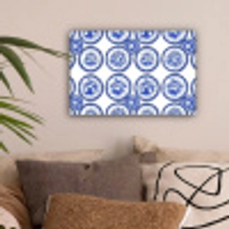 Cirkels - Bloemen - Blauw canvas 2cm klein 34 -sfeer1