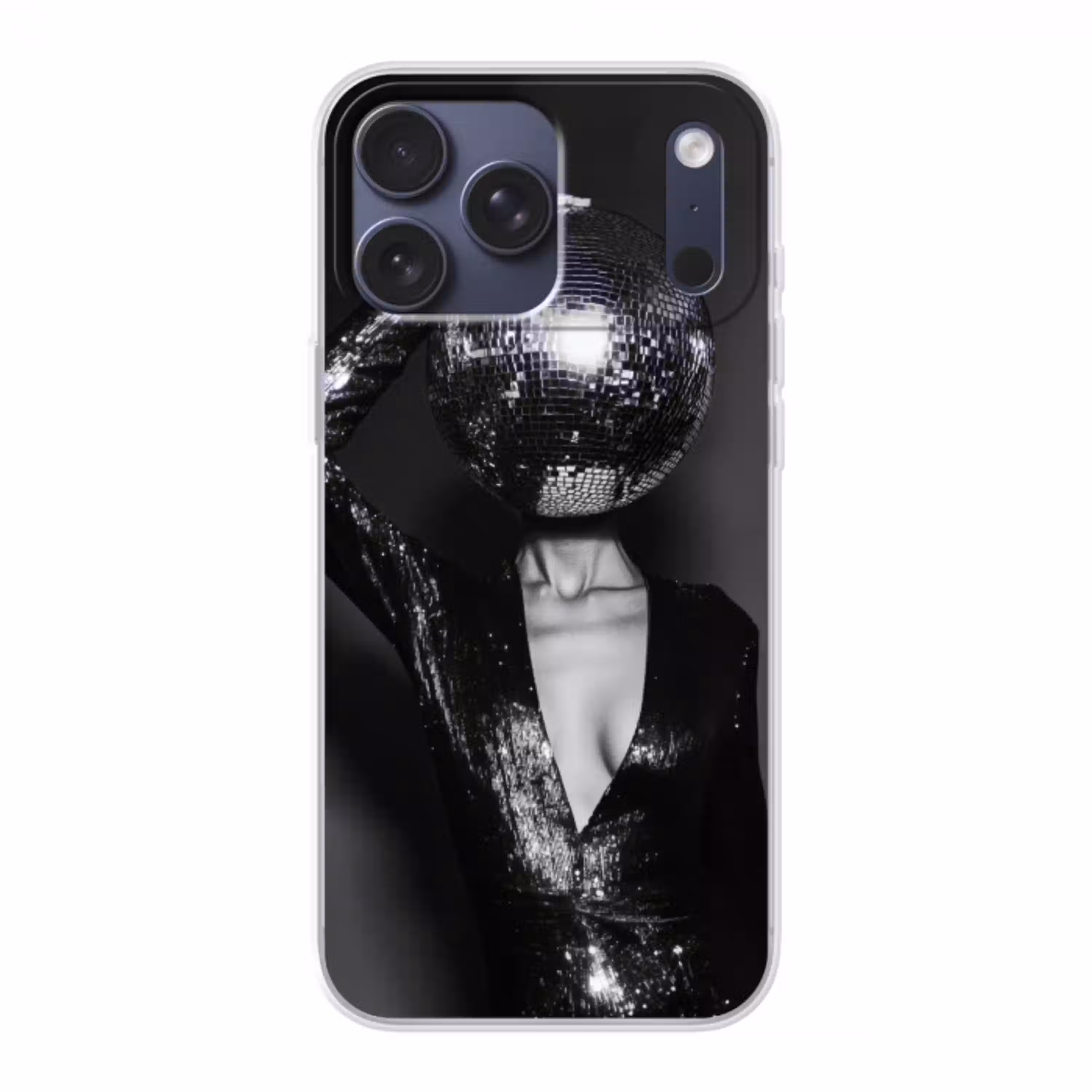Discobal - Gezicht - Glamour - Zwart Telefoonhoesje iPhone 17 Pro Max klein -3d