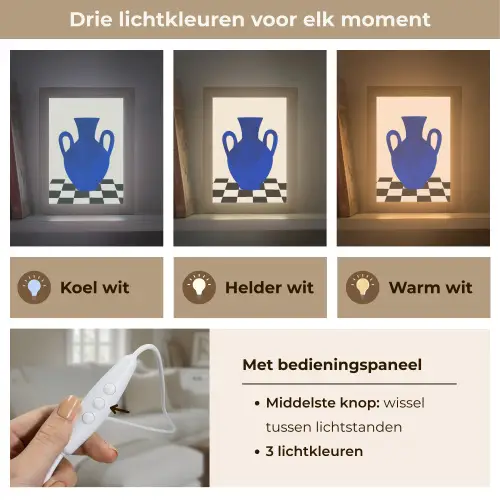 Vaas - Blauw - Geblokt - Modern Light Box met kabel (Tafellamp) klein -USP_lichtkleurNL