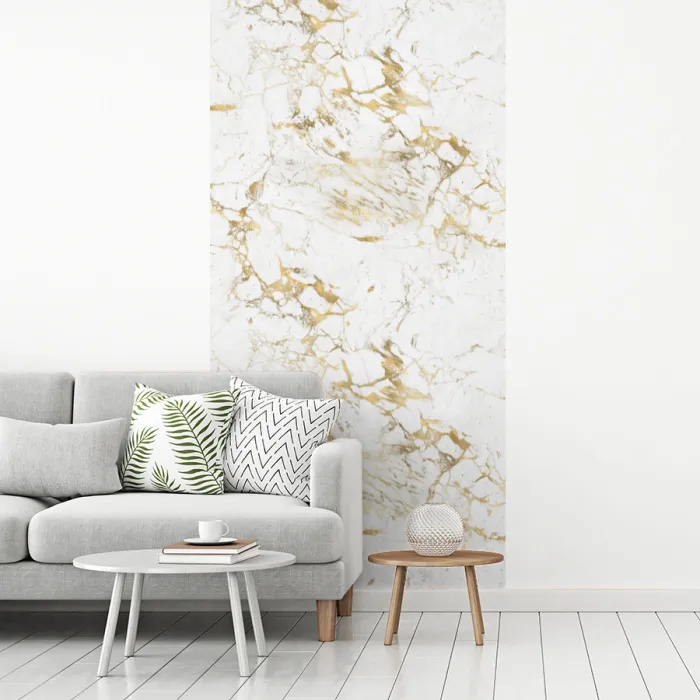Wit - Marmer - Luxe - Goud fotobehang vinyl groot 64 -woonkamer