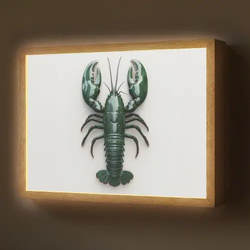 Kreeft - Glossier - Groen - Wit Light Box met batterij (Wandlamp) middel -z3d_website
